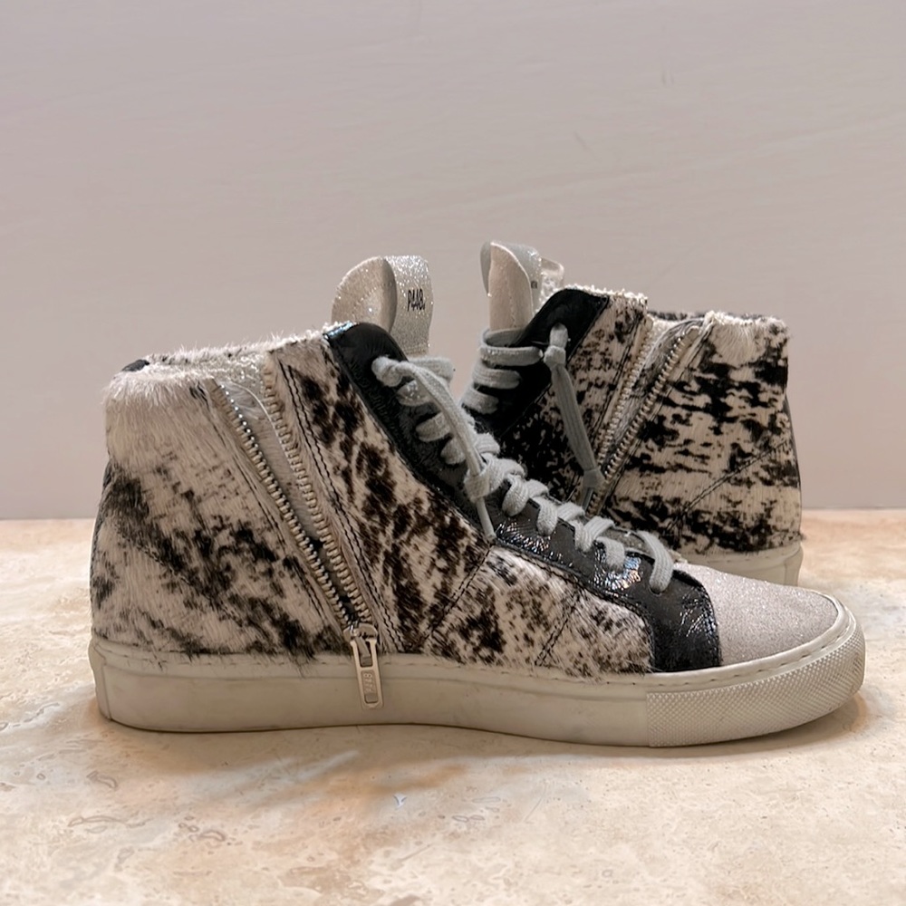 P448 Calf Hair High Top Sneakers. Women size 37.